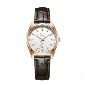 Alexandre Christie AC 1035 Rosegold White Leather Lady LDLRGSL
